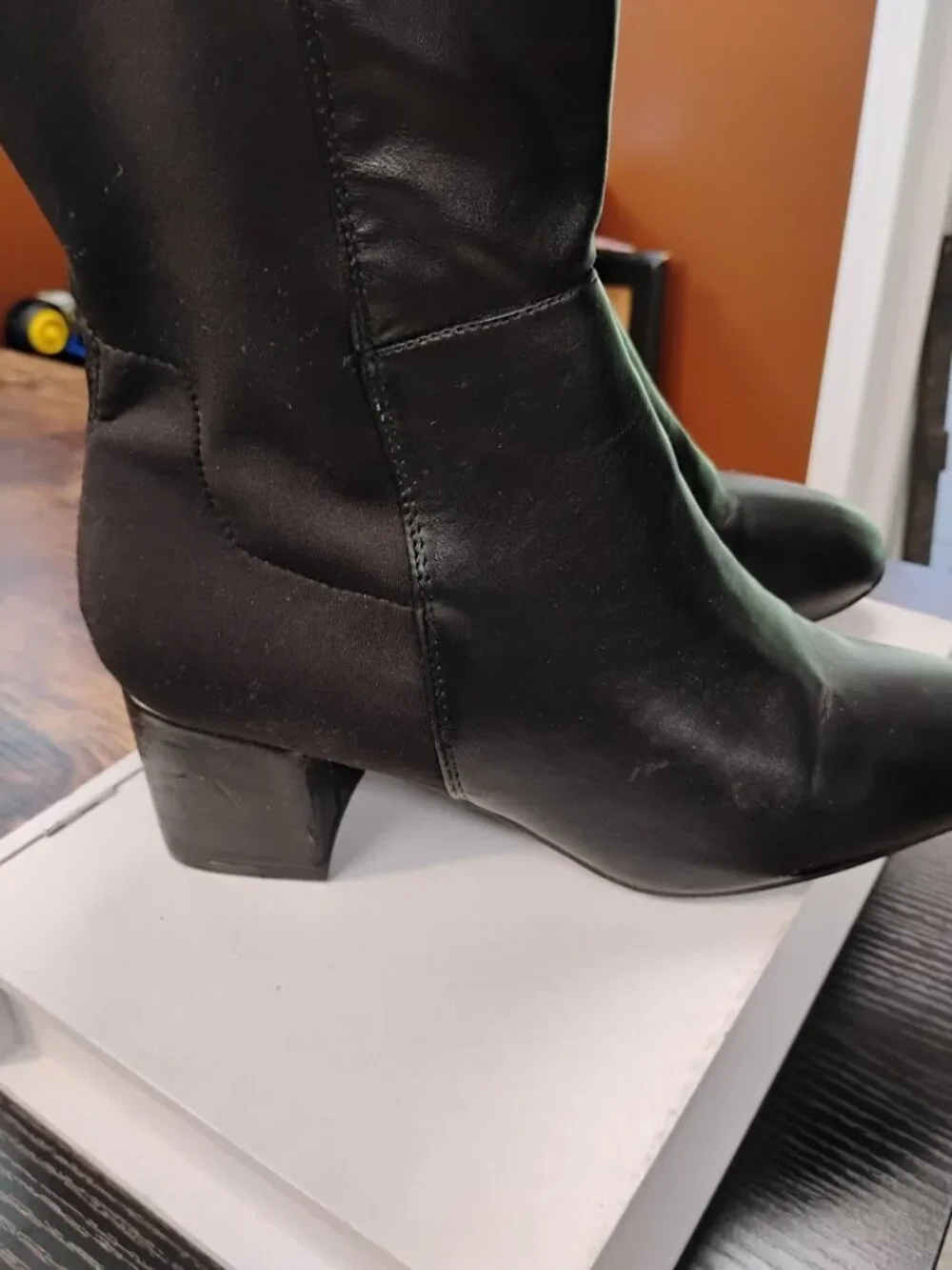 Rouge Helium Black Stretch Wide Calf Boots 9